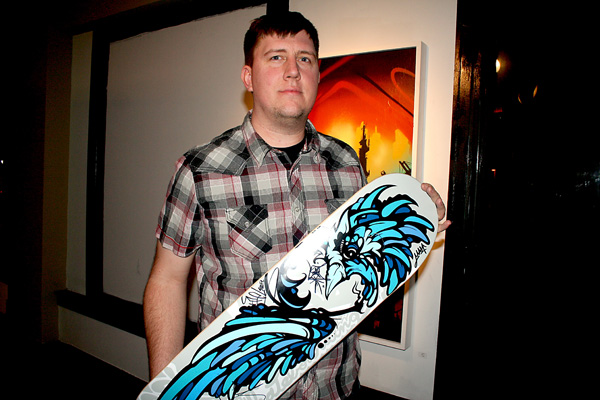 Pete Brown with his new skateboard